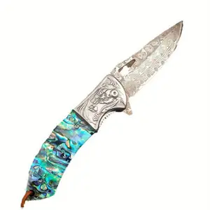 Quality hand-forged outdoor knife, durable, portable, safe, suitable for barbecue, camping and daily tasks - including leather with beautiful patterns - Gifts for men and dad