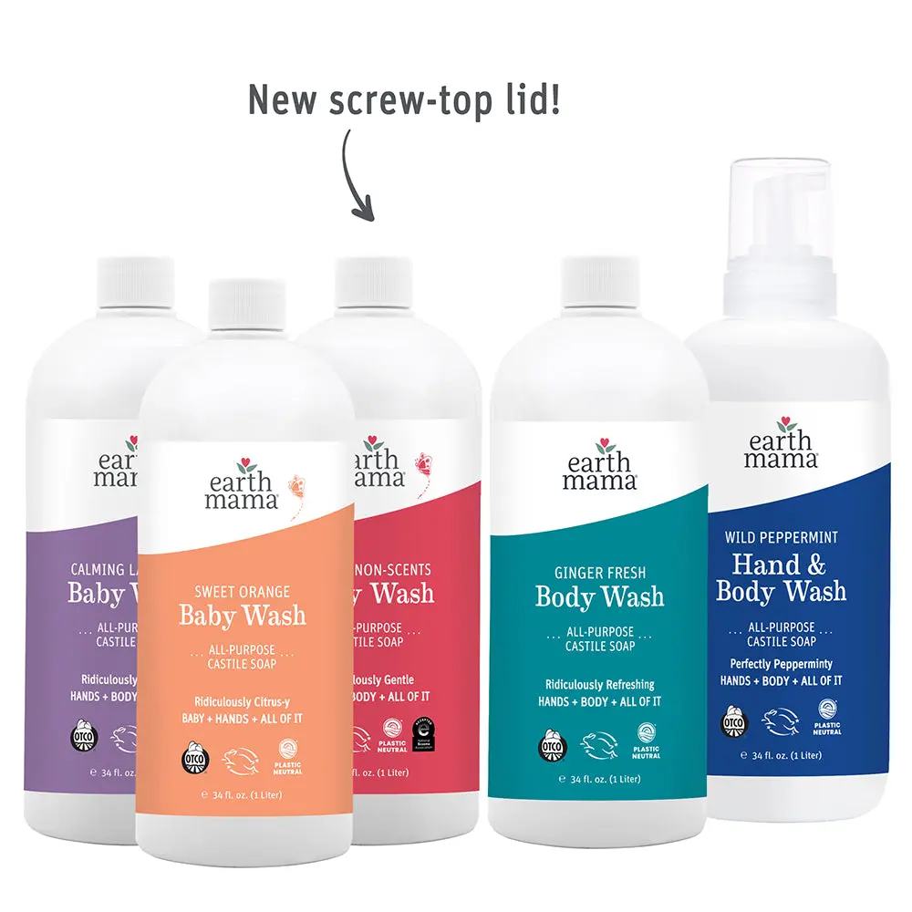 Earth Mama Castile Soap Refill – Gentle Family Cleanser Made with Organic Oils – 34 fl oz (1 Liter)