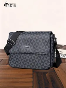 Men's Fashionable All Over Print Zipper Tote Bag, Large Capacity Shoulder Bag for Daily Used, Casual Trendy Versatile High-quality Daily Commuting Bag