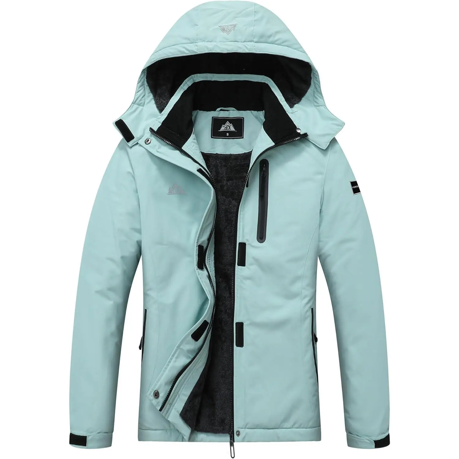 Women's Warm Waterproof Snow Ski Jacket with Zippered Pockets for Skiing, Snowboarding