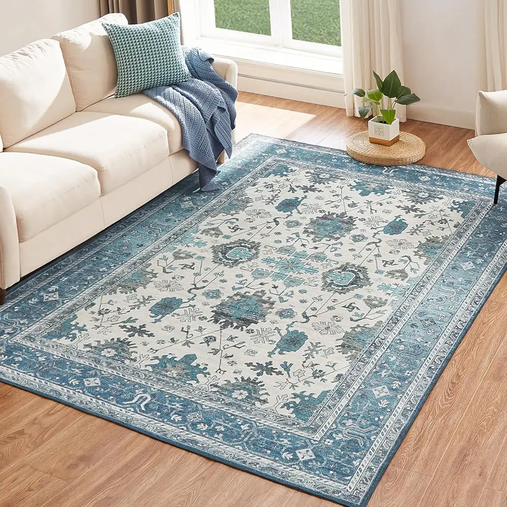 ORHOPUI Vintage Boho Area Rug Stain Resistant Machine Washable with Non-Slip Backing for Living Room Bedroom Home Office Decor