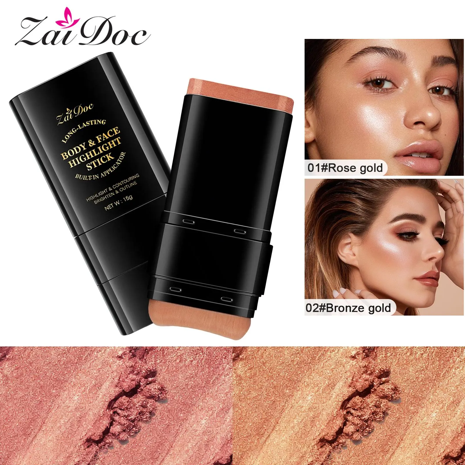 Dual-Ended Highlighter Liquid & Contouring Liquid For Face Shaping, Makeup, Cosmetic, Long-Lasting,Highlighter & Contour Duo, Perfect For Cool Tones, Buildable, Ultra-Blendable Contour, For All Skin Tones