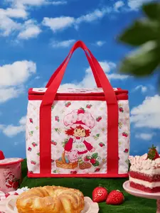 Strawberry Shortcake X SHEIN | Cute Strawberry Print RPET Thermal Lunch Bag | Insulated & Eco-Friendly for School, Work, or Picnic