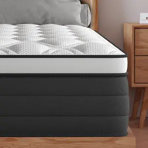 14Inch Twin Full Queen King Mattress in a Box, Hybrid Mattresses with Gel Memory Foam and Individually Pocket Innerspring Euro Top Medium Firm for Motion Isolation, Edge Support