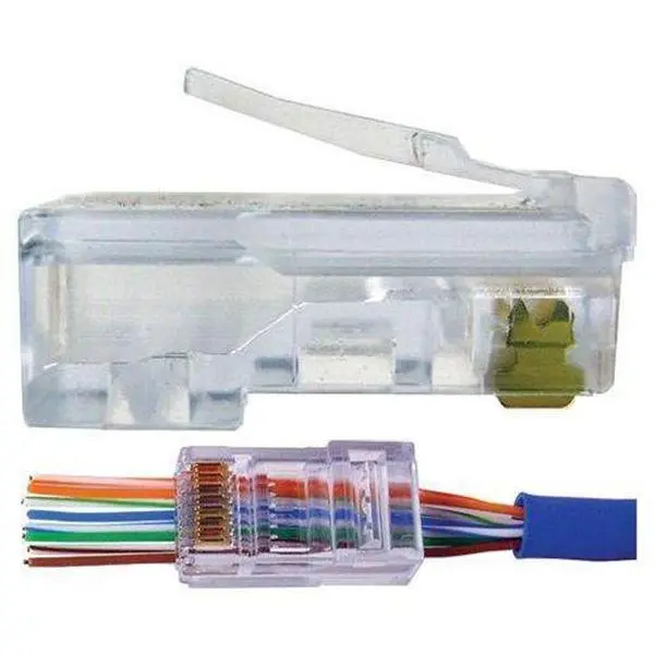 100 Pcs CAT6 RJ45 Pass Through 8P8C Network Modular Plug Connector End Plugs