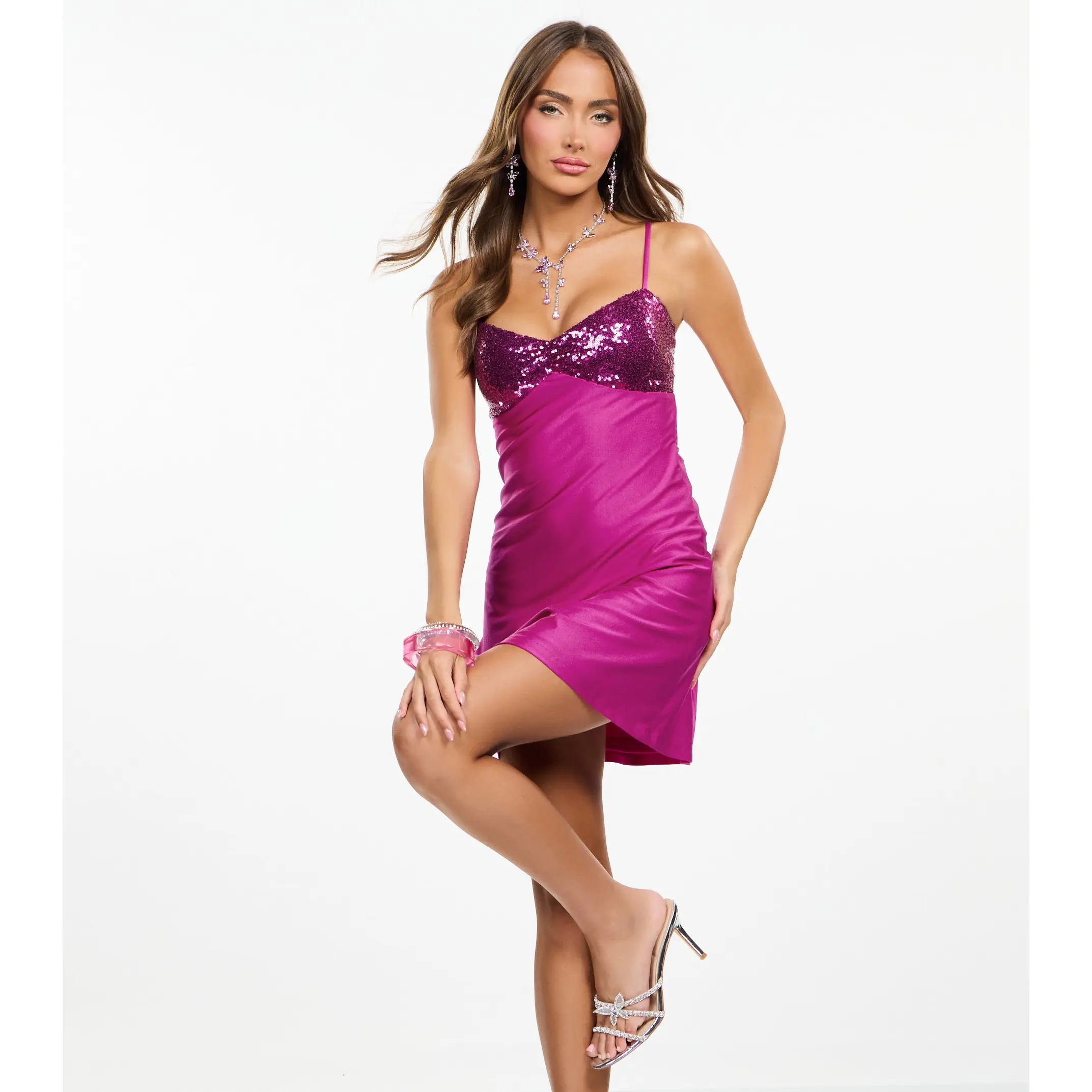 Glamorous Sequin Bust A-Line Mini Dress