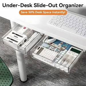 Office Desk Drawer Storage, Transparent Drawer Organizer Box, Cosmetic Storage, Suitable for Stationery, Office and Student Desks, Wall-Mounted Design, Desk Tidy, Table Organizers, Desk Accessories