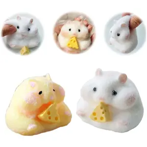 2pcs Taba Squishy Hamster Squeeze Toys,Cute Soft Hamster Squishy Toys,Stress Relief Squishies for Kids Party Favors, Pinch Family, Fidget Toys Suitable Adults Kids Big