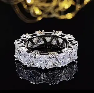 1PC Triangular Cubic Zirconia Promise Ring for Women - Eternal Symbol, Ideal for Wedding, Anniversary, Daily Wear, Elegant Birthday/Commitment/Christmas Jewelry Gift