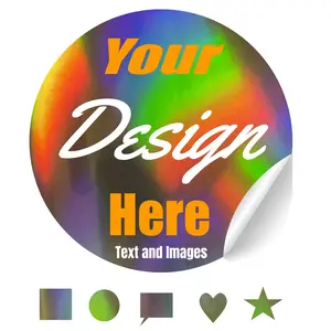VulgrCo Custom Design Your Own Personalized Holographic Labels Stickers Decals Text Name Image Photo 10,100,500,1000 Pack Sizes - Rainbow Reflective Holo, Waterproof, Dishwasher Safe, Fade Resistant, UV Protected, Heat and Cold Resistant
