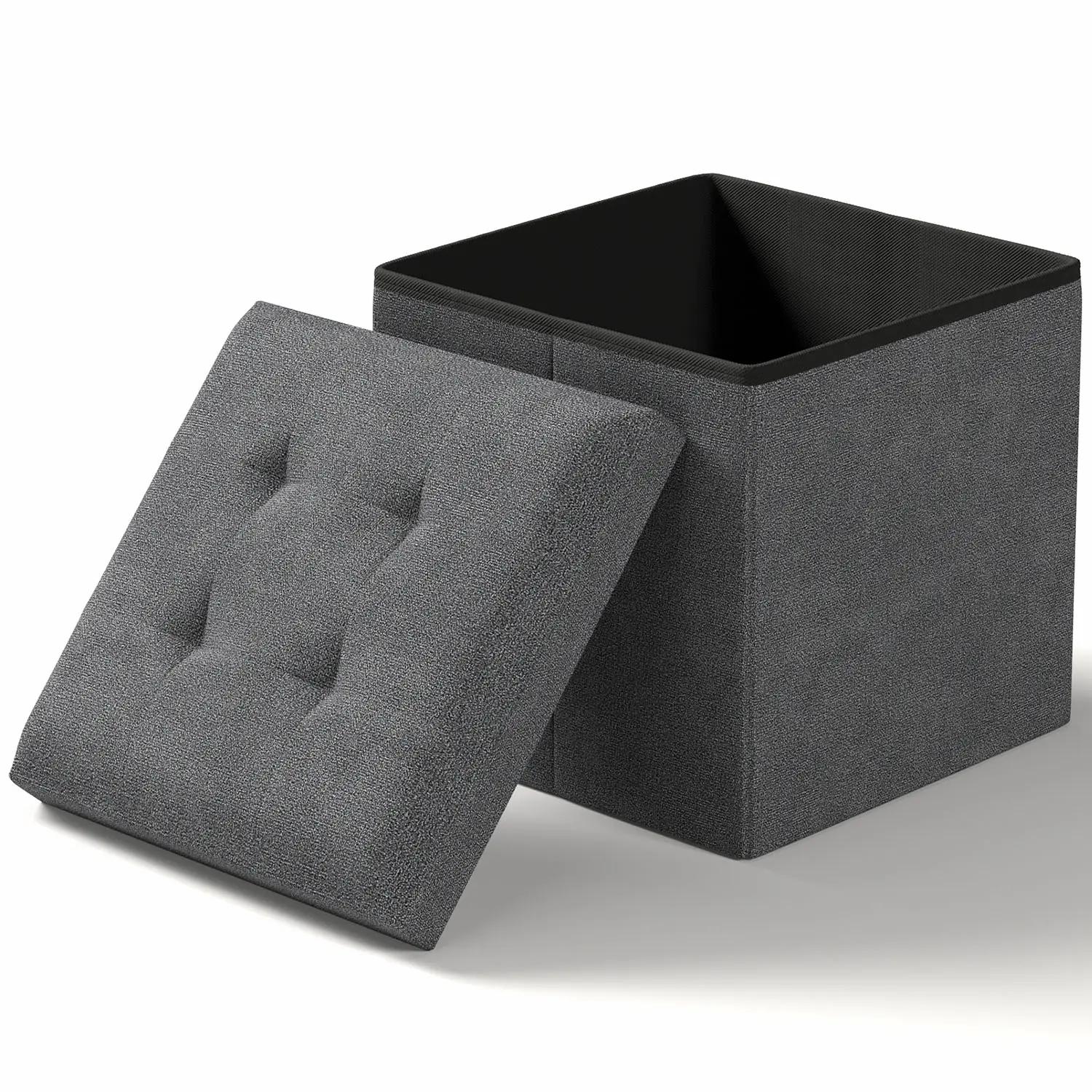15 Inches Small Folding Storage Ottoman Cube, Storage Footrest, Foot Rest Stool, Toy Box, for Living Room, Bedroom, Dorm, Hallway, Entryway