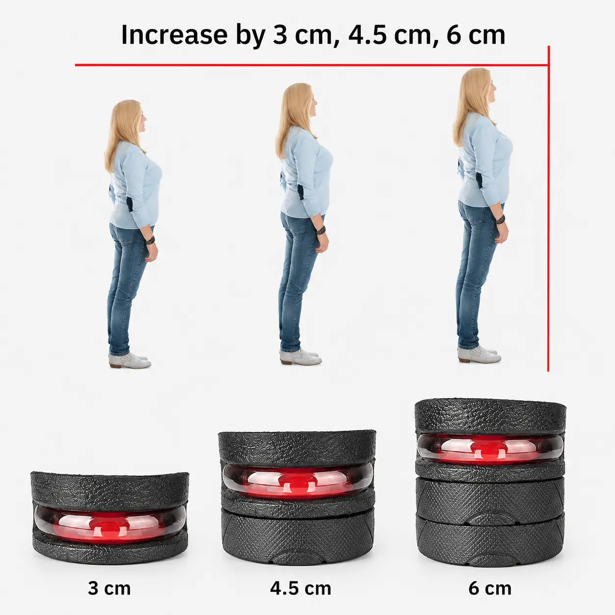 Invisible Height Increase Insole Cushion Height Lift Adjustable Cut Shoe Heel Insert Taller Support Absorbant Foot Pads Footwear Active