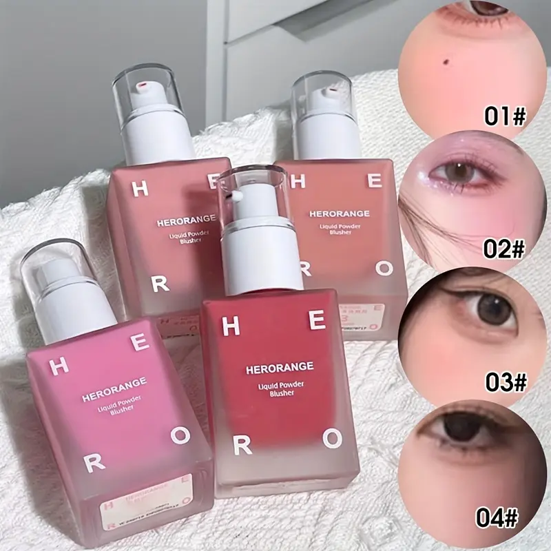 HERORANG New Monochrome Matte Liquid Blush - Korean Makeup, Cosmetic Grade Pigmented Blush, Easy-to-Apply, Long-Lasting, Fade-Resistant, Face-Brightening, Buildable for Personal Style Highlighting, Face Brightener, Buildable Shade, All, Bottle, Adults, Du