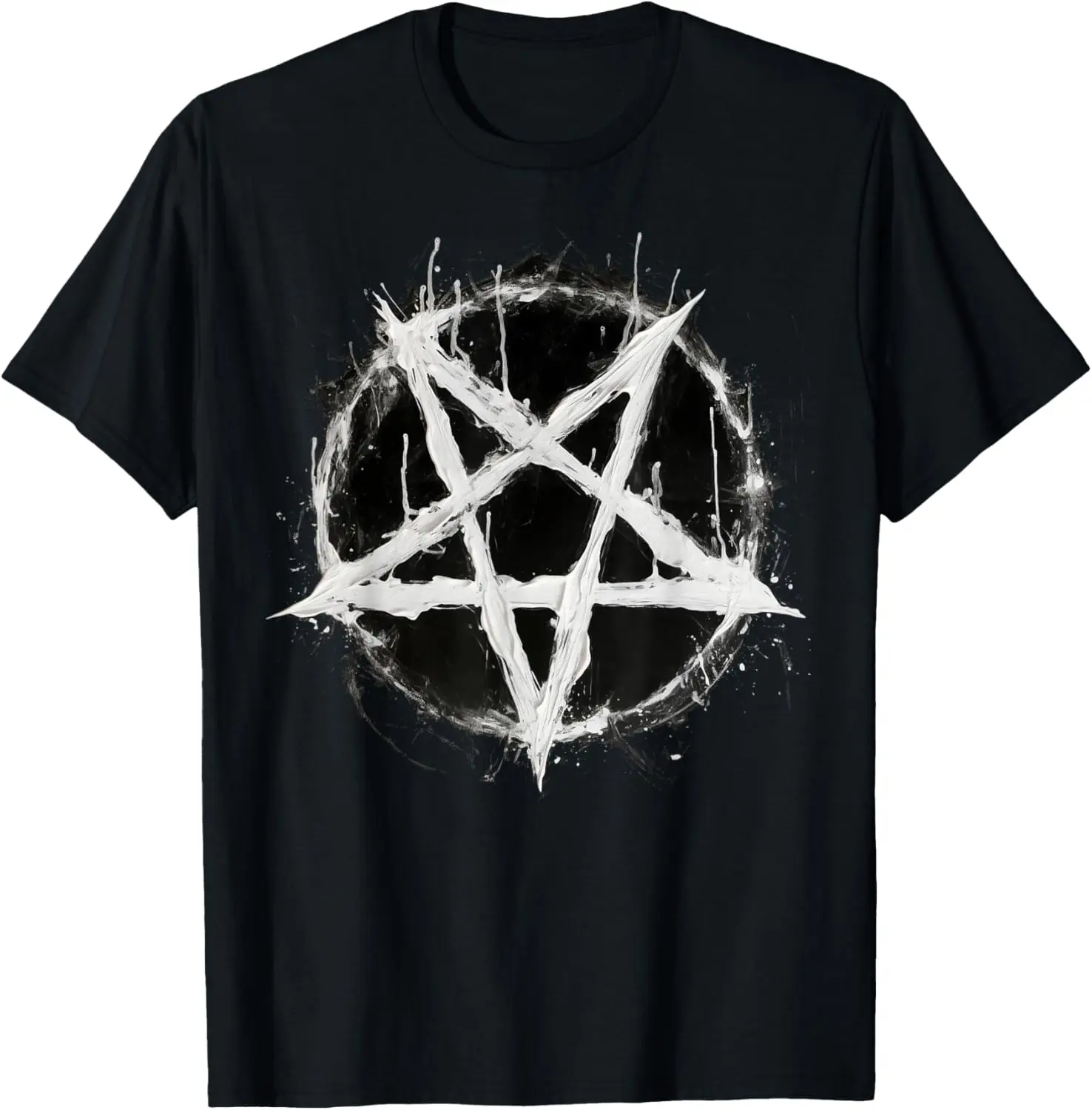 Men's Regular Fit Soft 100% Cotton Round Neck Short-Sleeve Graphic T-Shirt - Devil-Themed Gothic 666 Dark Vibe Streetwear Ready Daily Natural Fabric Top, Satanic Pentagram Menswear Fashion Apparel