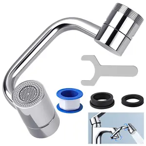 2pcs Rotatable Faucet Aerator, 1080° Rotating Faucet Extender, Universal Sink Faucet 1440 Rotatable Faucet Aerator Extension, U Shaped Faucet Extender, Swivel Faucet Adapter(Silver）