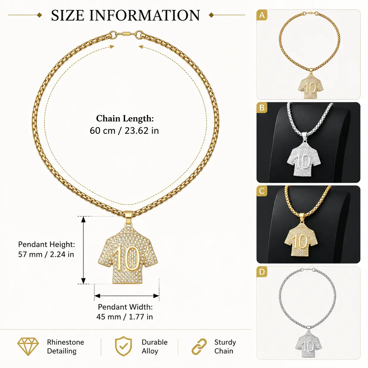 Soccer Jersey Necklace Football Jersey Pendant Number Jersey Necklace Hip Hop Necklace CZ Jersey Pendant Gold Silver Soccer Fan Gift