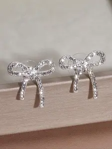 Rhinestone Decorated Bling Bow Design Dangle Earrings, Cute Earrings for Women & Girls, Fashion Jewelry for Party, Daily Clothing Decor, Trendy All-match & Exquisite Jewelry for Birthday Gift
