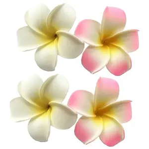 4 count 7cm White and  Hawaiian Frangipani Plumeria   Flower Party Beach Hair Clip Hair Clips for Women, Hawaii Tropical Party Decorations, Beach Pool Vacation Outfit, Partys Supplies favors