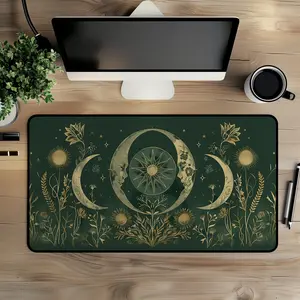 Two Moons Facing Eachother, Moon Phases, Witch Aesthetic, Green Dark Academia, Cottagecore Mousepad, Extended Cute Desk Witchy PlayMat MTG