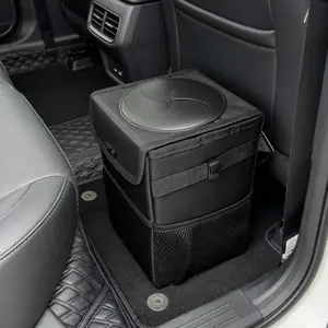 Car Folding Trash Can with Lid, Large Capacity, Waterproof & Leak-Proof, Hanging Storage Bin for Car Door & Seat, Auto Organizer