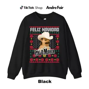 Lalo Mora Mullet Style Mexico Ugly Christmas Sweater | Funny Norteño Holiday Pullover | Retro Mexican Music Inspired Festive Xmas Gift