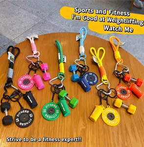 Creative Fitness Design Keychain, Stylish Silicone Dumbbell Weight Plate Keychain, Cute Gym Decor Keychain for Women & Men, Fashion Keychain for Daily Clothing Decor, Trendy All-match & Exquisite Key Ring, carabiner keychain for car keys