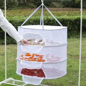 Foldable Drying Basket, 1 Count Windproof & Mosquito Proof Mesh Cover, Home Balcony Drying Basket, Drying Net for Drying Dry Vegetables & Fish, Racks