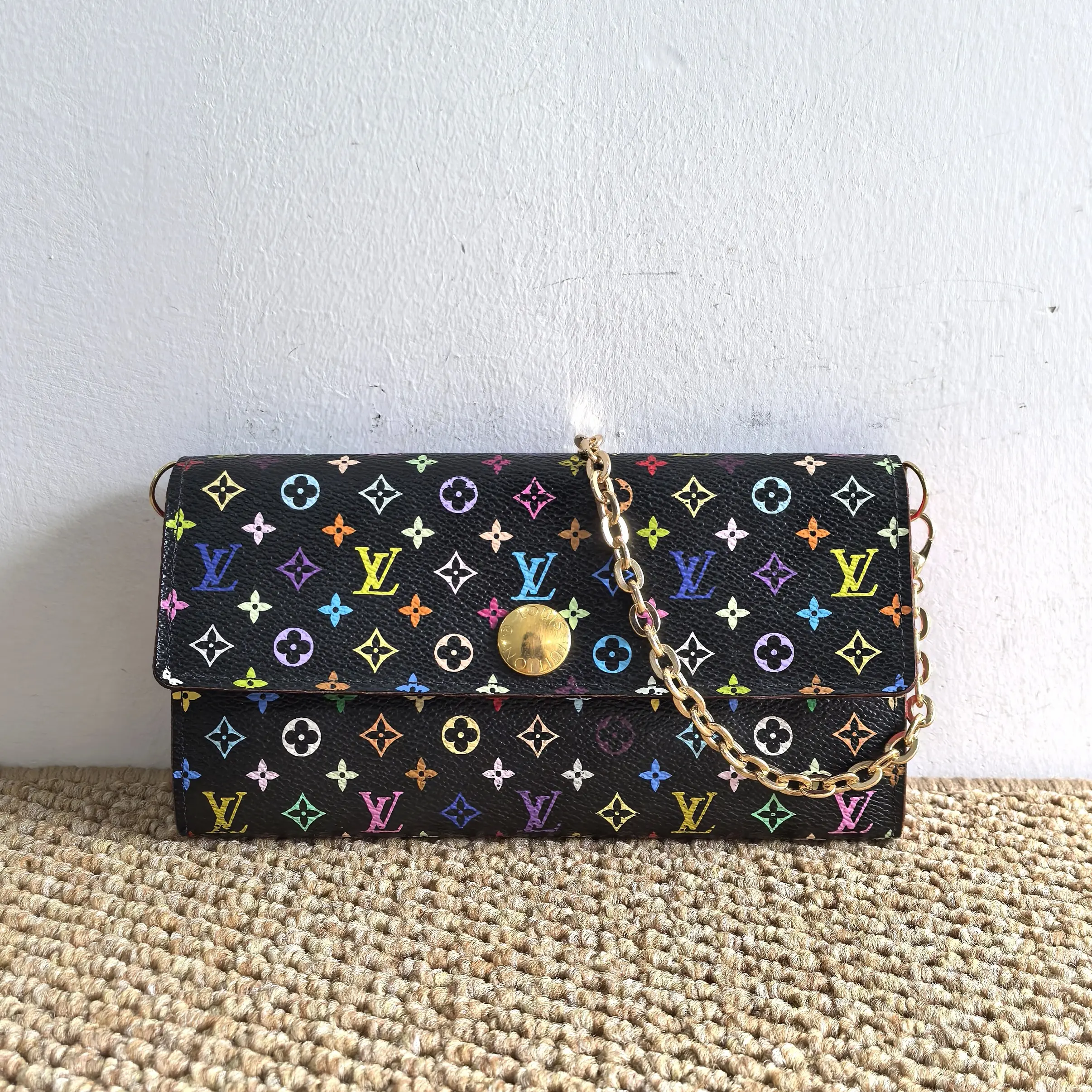 Pre-owned Louis Vuitton Takashi Multicolor Black Monogram Handbag（Chain Strap Included Convertible Crossbody Bag）