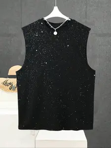 New Men's Black Galaxy Splatter Stylish Tank Top | Starry Night Fleck Craft | Casual Crew Neck Sleeveless T Shirt for Summer | Street American Style | Unisex Couple Wear,Suitable For Daily Wear, The Ideal Gift To Give Him Is A Summer Top