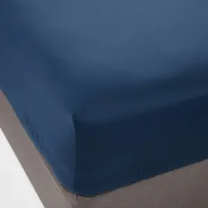 Queen 400 Thread Count Performance Fitted Sheet Metallic Blue - Threshold: Cotton Sateen, Machine Washable, Fits 18" Mattress