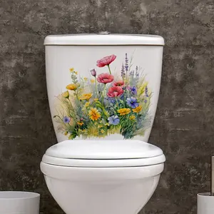 A 30*30cm self-adhesive decorative sticker M10251 for toilets, bathrooms, and washrooms, featuring a variety of colorful flower clusters in spring, for decoration and beautification Bathroom Decor Set