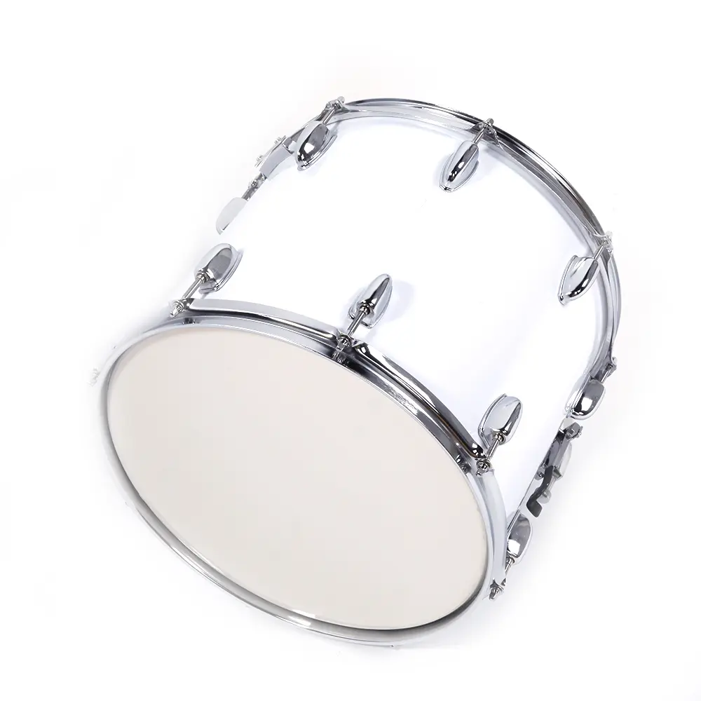 Vintage 4x10in Stainless Steel Snare Drum Kit for Beginners, Rust-Resistant Percussion Musical Instruments with Drumsticks, Key, Strap, White Festive & Birthday Gift