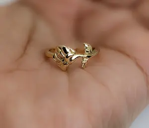 Plated Adjustable Dainty Rose Flower Ring