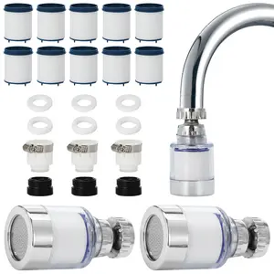 16pcs Kitchen Sink Water Faucet Filter, 360-Degree Rotating Faucet Filter Water Purifier Faucet for Kitchen, Bathroom, Sink, Removes Heavy Metals and Hard Water(with 10 Cartridge) pans