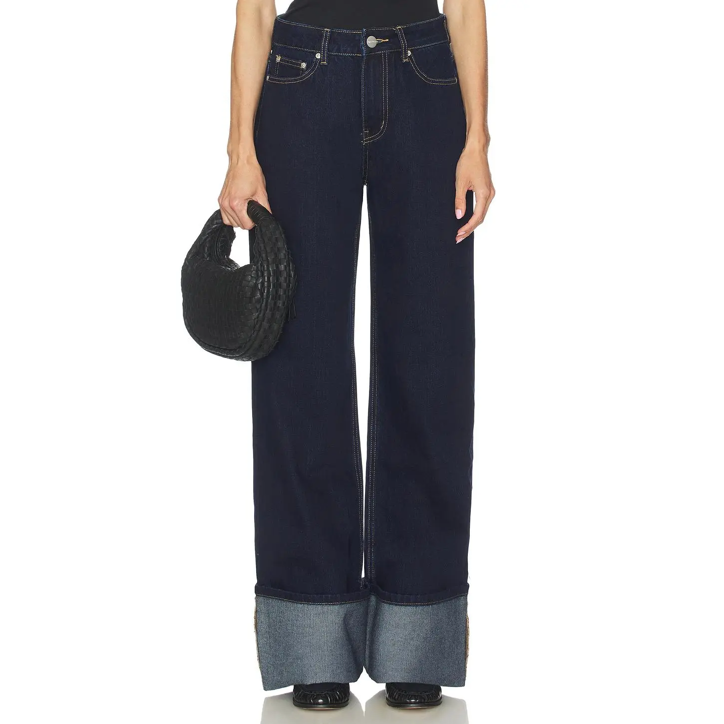 superdown Misa Cuffed Jean in Dark Blue Wash