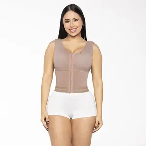 Sleeveless Corset-Style Bra Ref. 119 – Colombian Design, Longline Full Coverage, Posture Corrector, 5 cm Support Band, 3-Level Adjustable Closure, Comfortable Compression in Lycra & Powernet