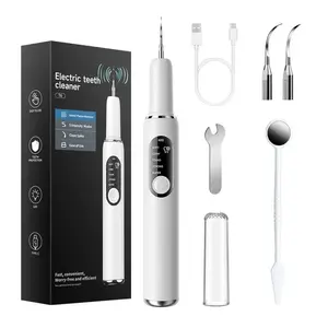 Tooth Polisher, Tooth Whitening Kit for Teeth Cleaning and Whitening, Rechargeable Teeth Polisher for People,Teeth Cleaning Kit with 2 Brush Heads,5 Speed Modes and LED Light, Waterproof(White)