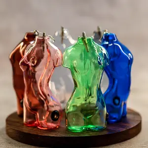 Female Goddess Body Figure Glass Incense Bottle Burner by AmaZen Glass Co.