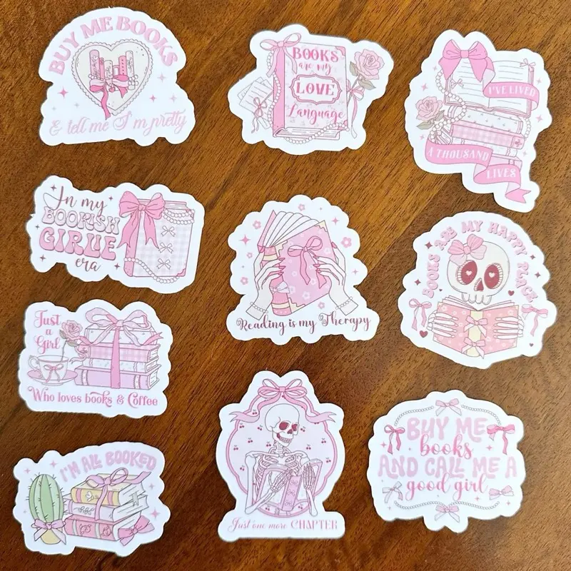 Bookish Coquette Stickers | Bookish Merch | self adhesive decal | Handmade, Durable | Decorative gift for book lover woman