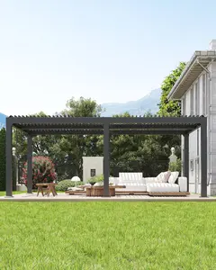 12X20Ft Louvered Pergola, Outdoor Pergola with Adjustable Louvered Roof, Integrated Drainage System, Reinforced Aluminum Frame, Hardtop Gazebo for Backyard, Patio, Deck