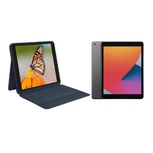 Refurbished Apple iPad 8 2020 (Wi-Fi) 32GB Space Gray - Premium + Logitech Rugged Combo 3 iPad Keyboard Classic Blue with 1 Year Warranty by BITB
