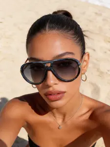 Leopard Print Aviator Legs Gradient Lenses Vintage Luxe Style Small Face Effect Daily Commute Date Leopard Pattern Sunglasses