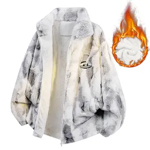 Fleece Jacket Coat Unisex Winter Thickened Fleece Lined Warm Windproof Cold Resistant Fashionable Versatile Clothing