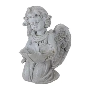 Northlight 9" Angel with Flower Bird Feeder Garden Statue