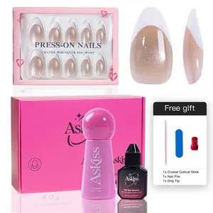 ASKISS Nail Glue (10ml) and Remover (20ml) Set - Strong Adhesive for Acrylic Tips & Fake Nails, 10s Quick Dry, No UV Lamp, Professional DIY Manicure Essentials