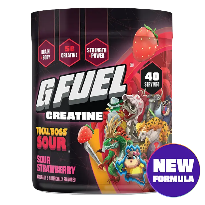 G FUEL x Final Boss Sour | Sour Strawberry Creatine Powdered Drink Mix | 40 Servings