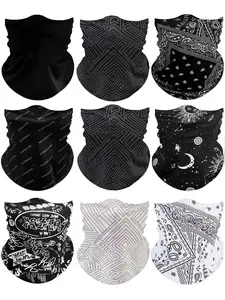 9Pcs/1pcs Set New Milk Silk Headscarf Outdoor Sun Protection Cycling Face Mask Outdoor Sports Mask Breathable Sweat Absorption Multi-Functional Neck Gaiter Masks