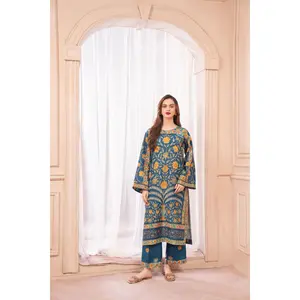 Teal and Mustard Mughal Motif Coord Set – Grip Coords by Sakeena Hasan GCS7