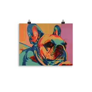 French Bull Dog Painting Poster Print Maximalist Design Wall Art Home Decor