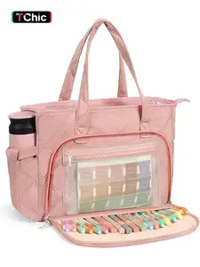 Women's Large Bible Bag with Protective Cover, Stitched Tote Bag with Pockets, Zipper Pocket, Pen Slot, Soft Handle & Shoulder Strap, Crossbody Tote Bag